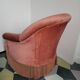 Pink velvet toad armchair with footrest