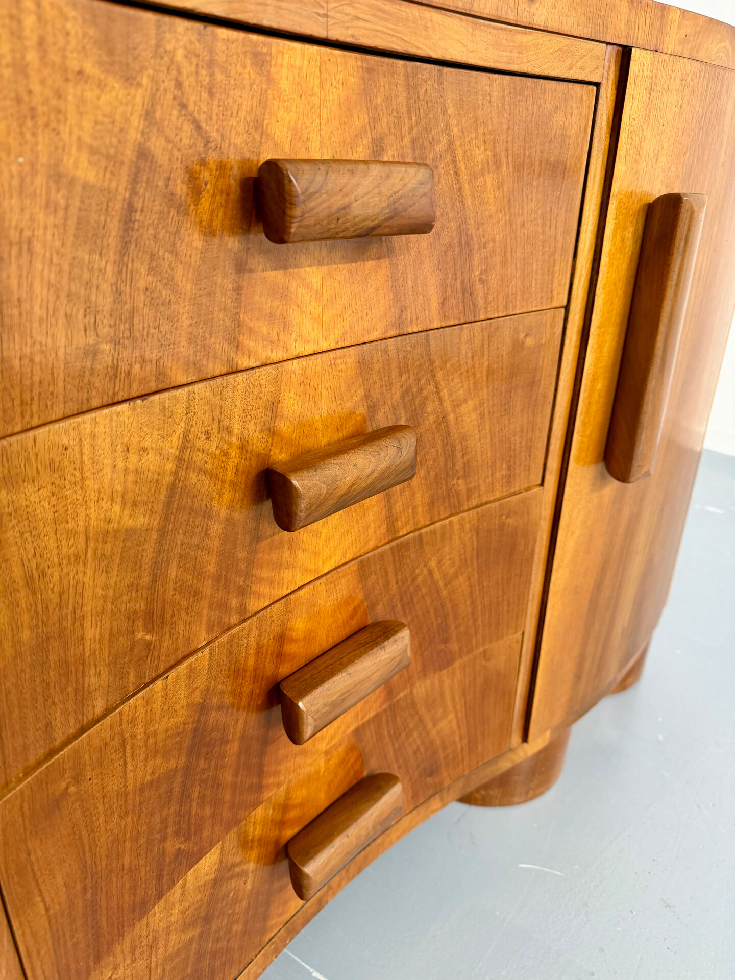 Antique walnut sideboard in Art Deco style from the 1930s.