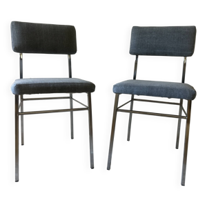 Paire de chaises chromé - tissu