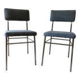 Paire de chaises chromé et tissu