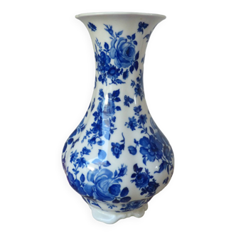 Antique Lindner porcelain vase decorated with cobalt blue roses