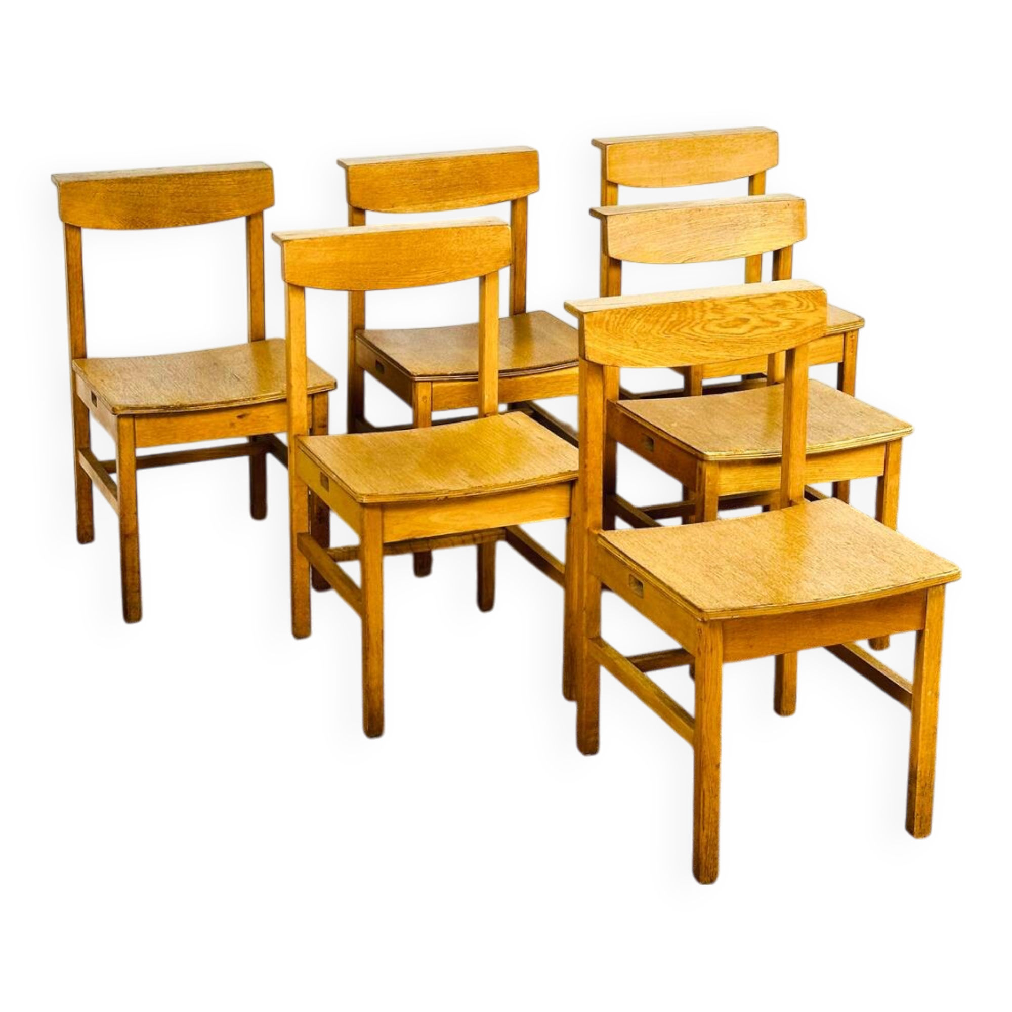 Lot de 6 chaises bistrot bois Baumann Gentiane France années 60