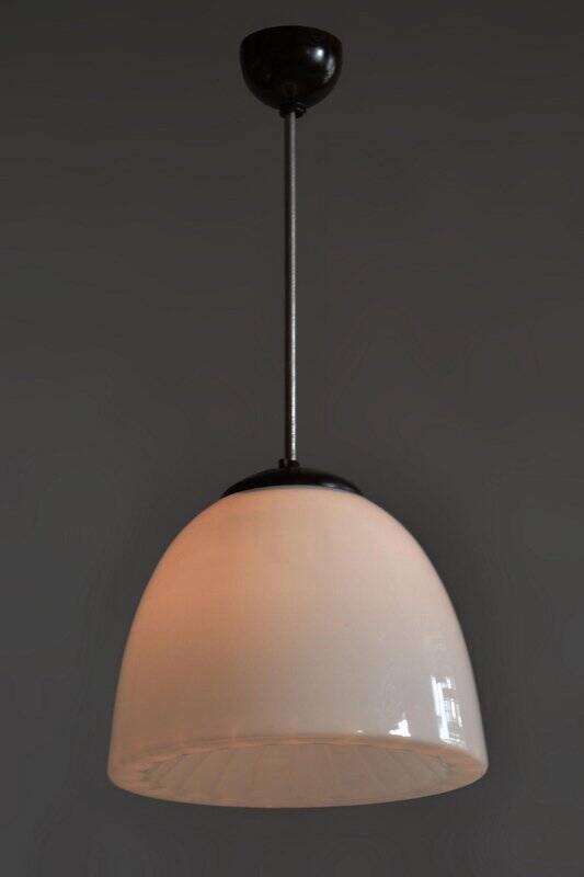 Mid-Century Modern Pendant Light in Chrome and Steel with Opal Glass, Czech, 1960s