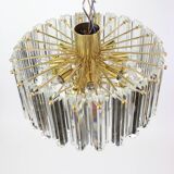 Elegant brass light fixture, crystal glass Floria, Kalmar, Austria, 1970.