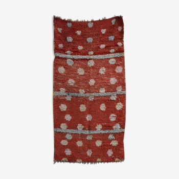 Dotty vintage moroccan boujad rug original pink pastel toned berber