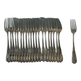 Series of 21 antique silver metal table forks