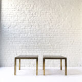 Tables d’appoint laiton & verre fumé