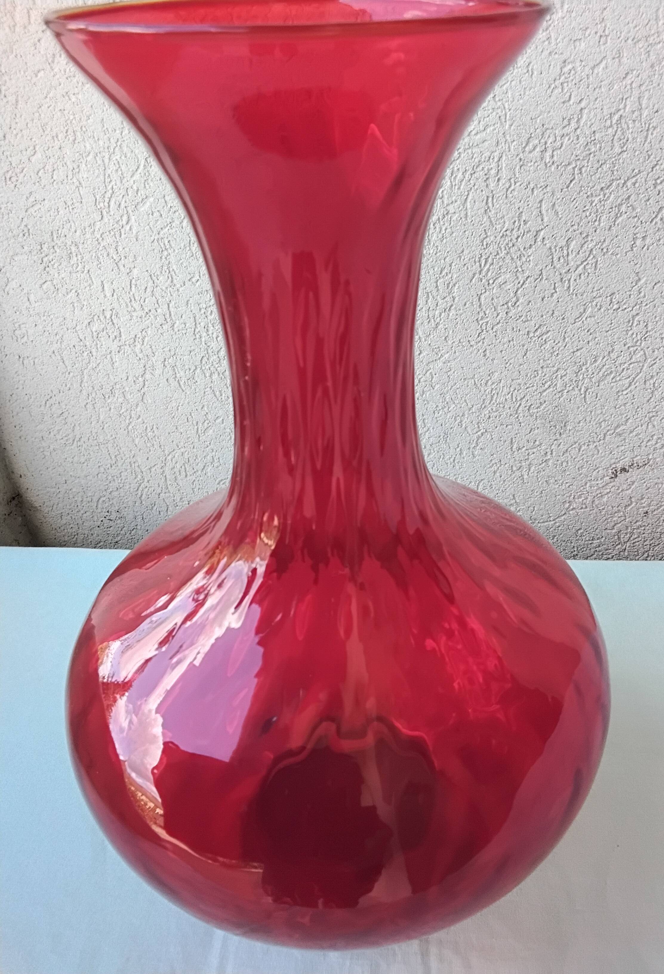 Red glass vase