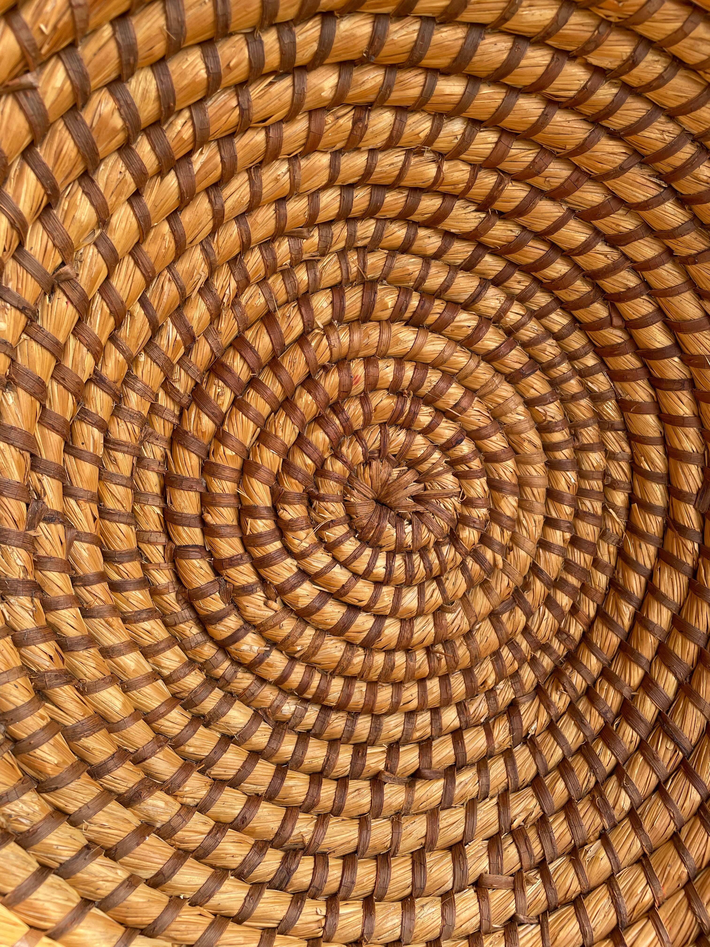 Woven straw basket