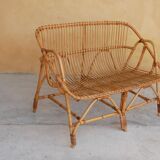 Vintage rattan bench