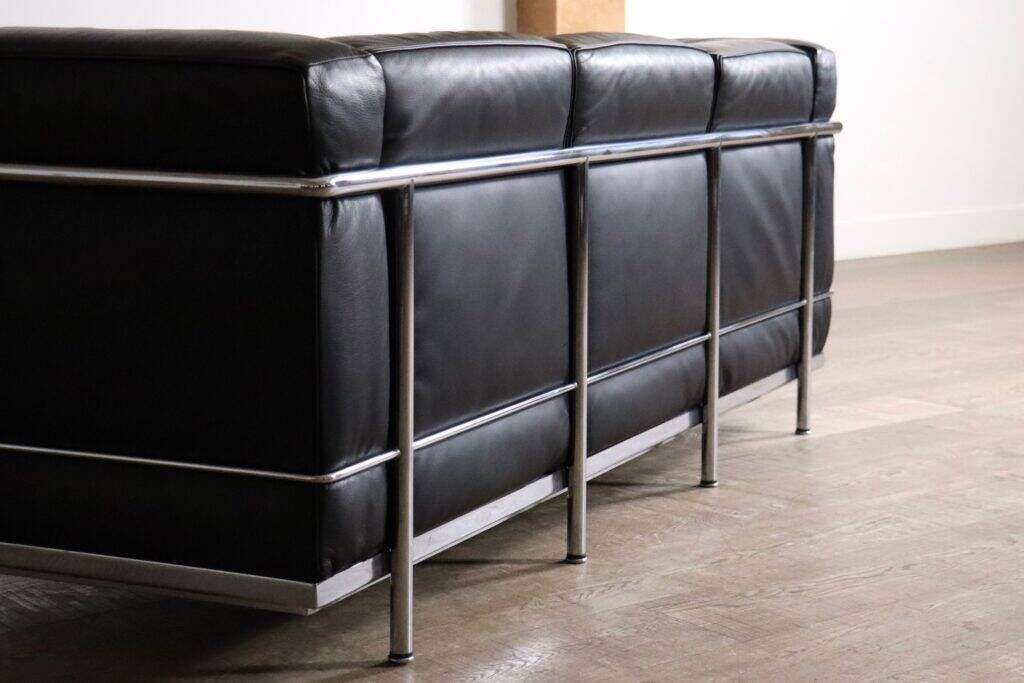 Cassina LC2 three seater sofa by Charlotte Perriand and Le Corbusier, 1980s
