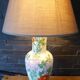 Chinese white earthenware lamp base with flower decoration