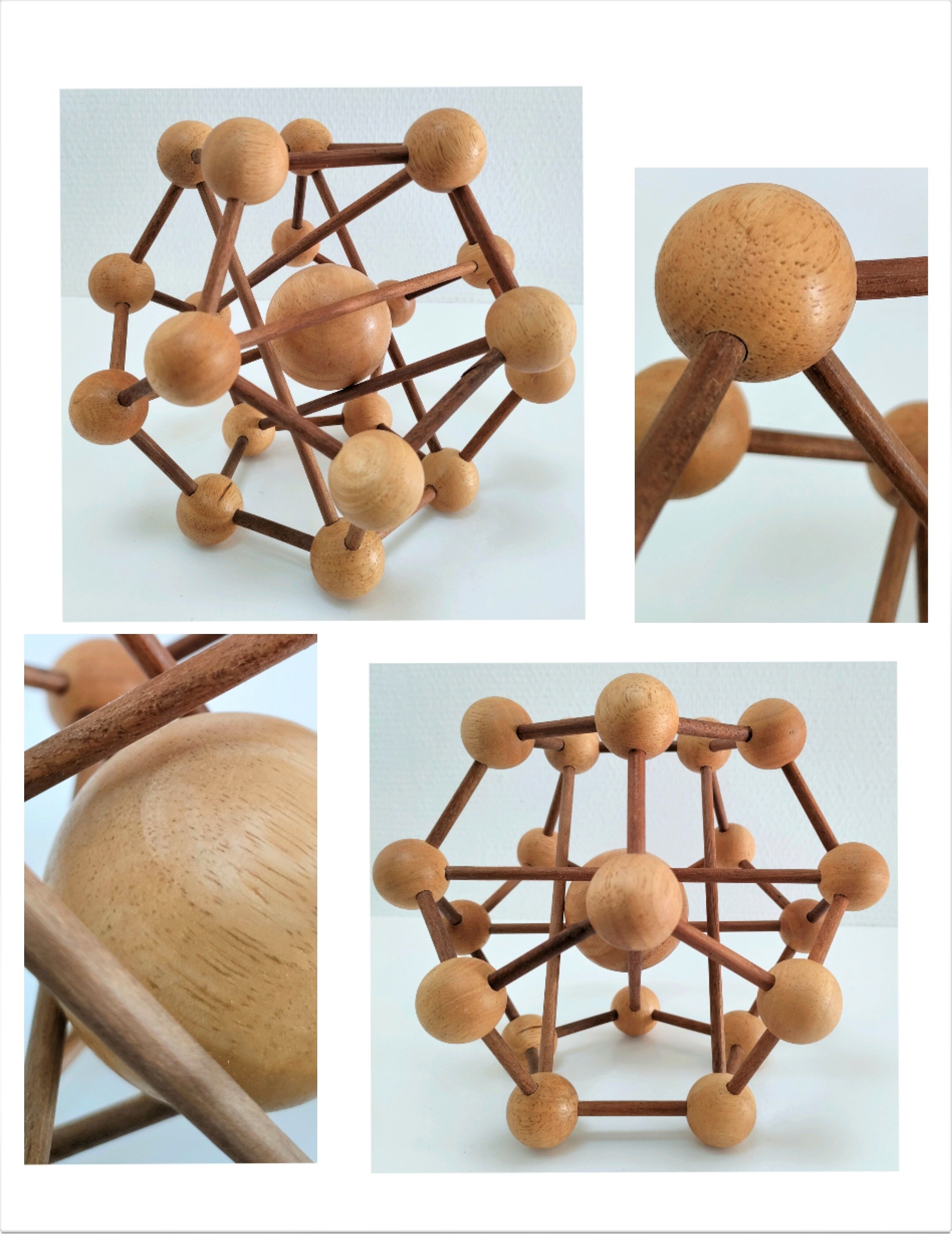 Sculptural modeling of a solid wood atom contemporary design