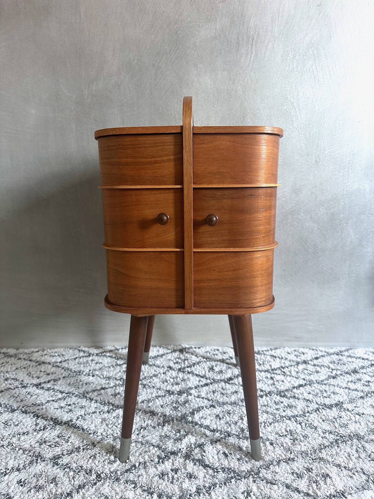 Mid Century sewing box, sewing table, side table, Danish Design, Vintage 60's