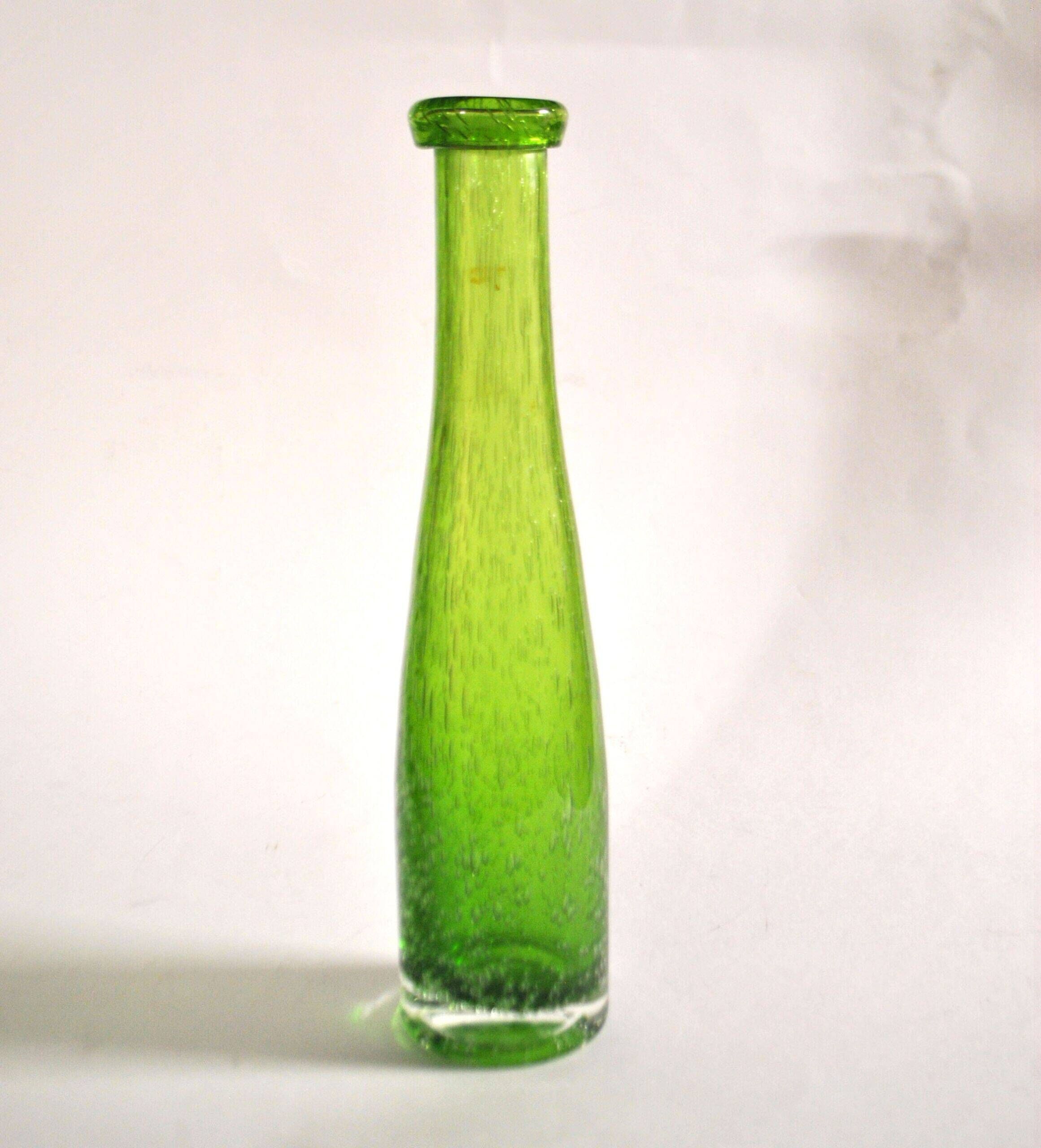 Vintage green bubble glass bottle vase - Biot glassware? – soliflore H27cm