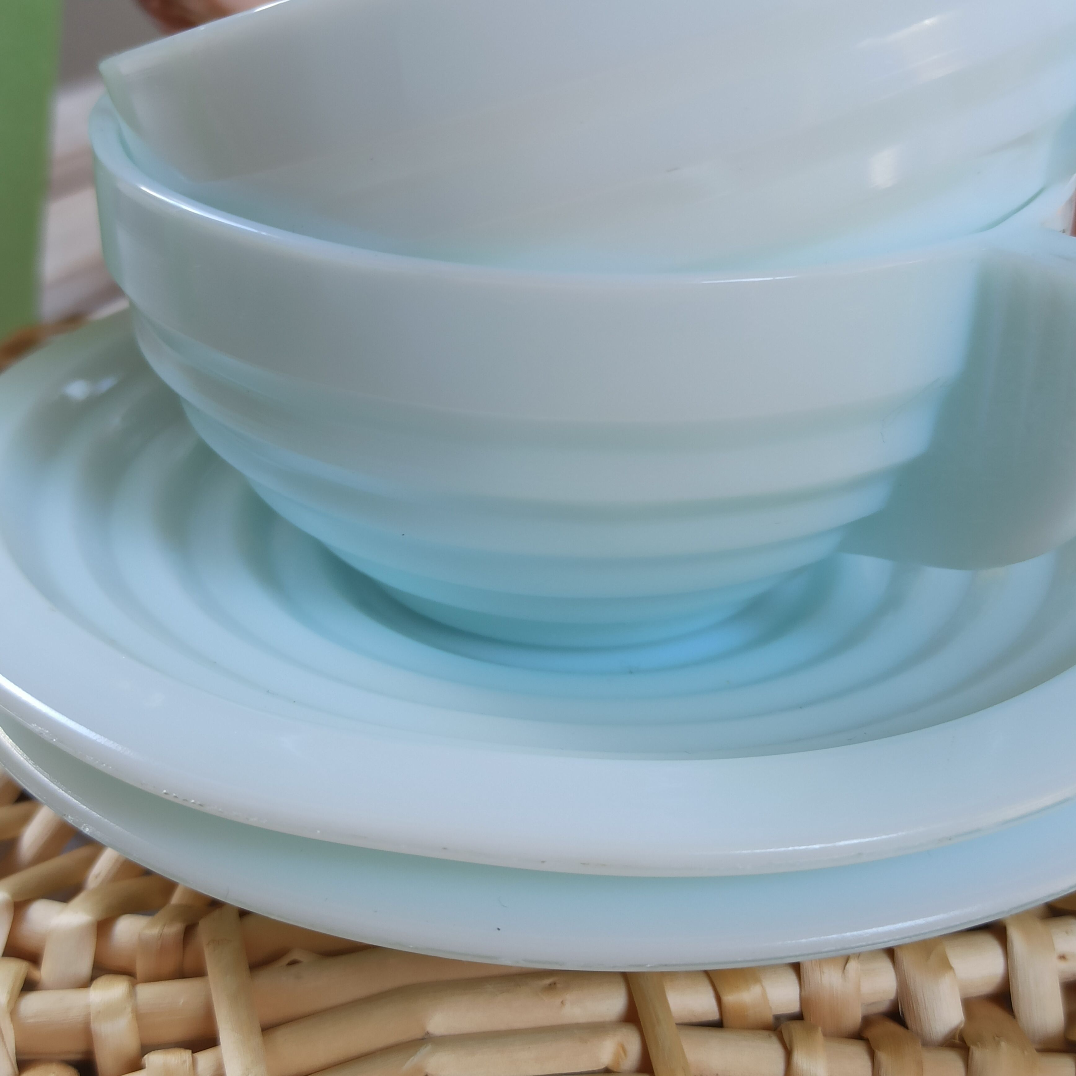 Art Deco blue opaline cups