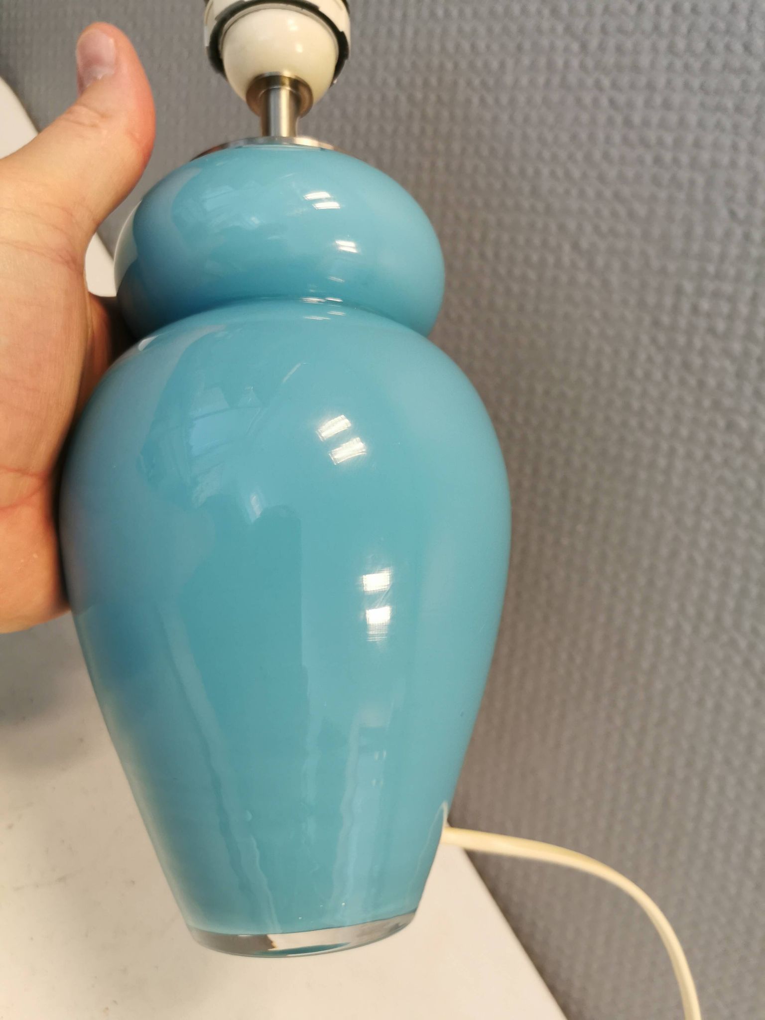 Table lamp designed by Anja Kjær in 1991 for Royal Copenhagen (produced at Holmegaard glassworks)