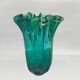 1970s Michielotto Emerald Green Fazzoletto Murano Glass Vase — Italian Vint