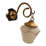 WALL LAMP / LANTERN IN GLASS & VINTAGE BRASS