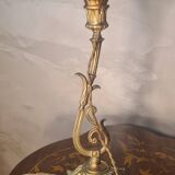 Lampe bronze art nouveau tulipe signé vianne 40x16 elec ancienne ok