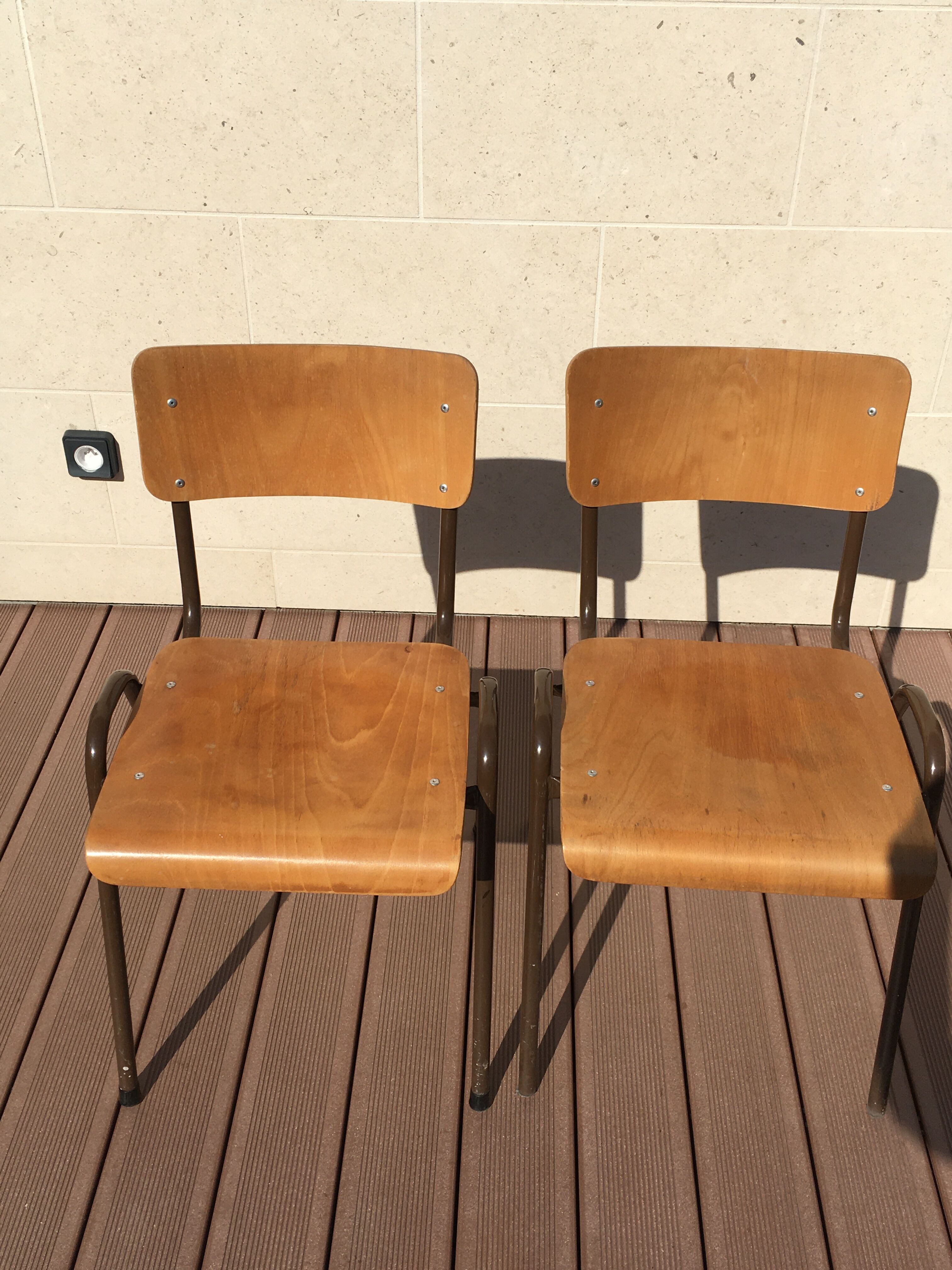 Pair of Scandinavian schoolboy chairs