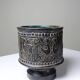 Small Greek pot in black terracotta with animal decoration, craftsmanship from 1960-80.