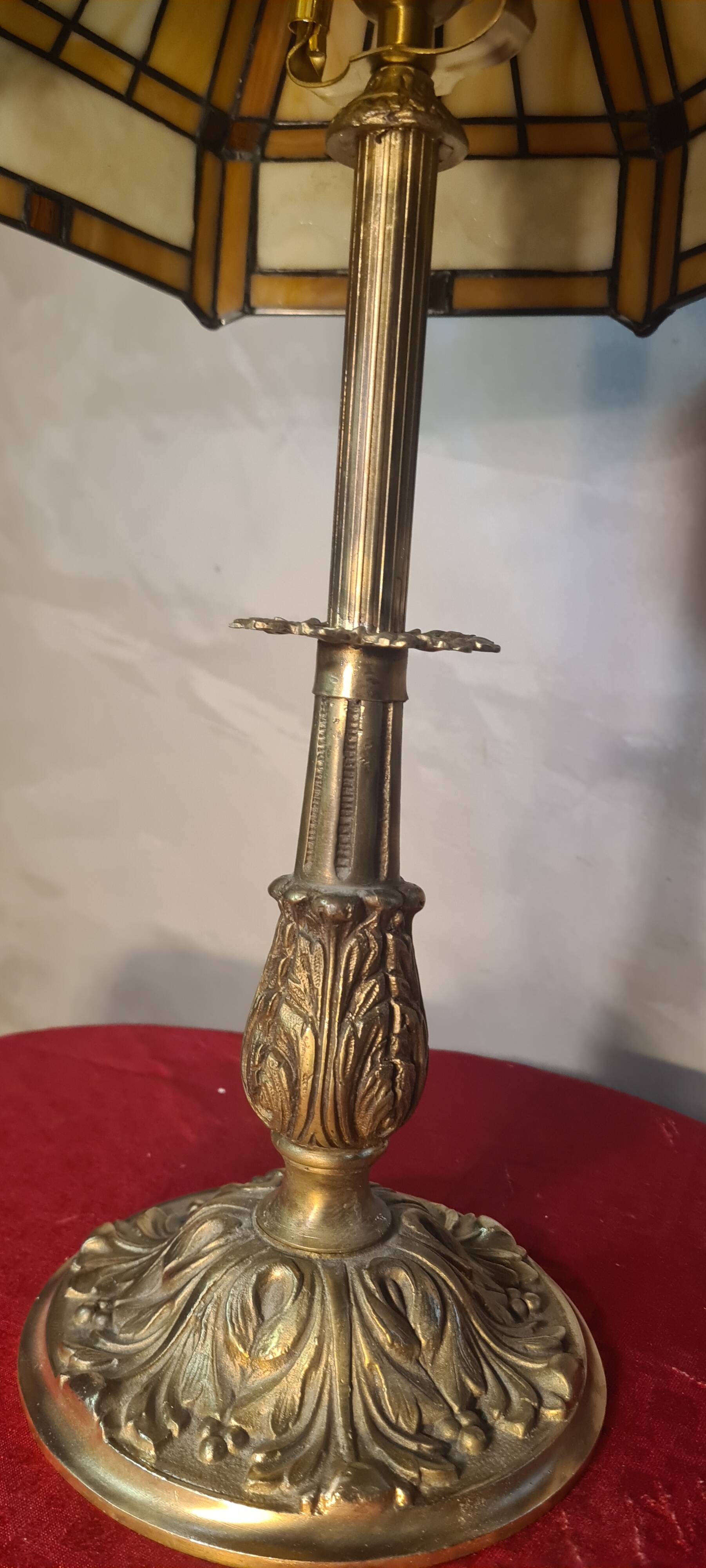 Antique art nouveau lamp with bronze base, 53x32 cm,