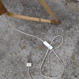 Floor lamp with vintage rattan lampshade