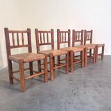Vintage wicker farmer dining chairs, 1960s