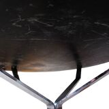 Round coffee table with slate top and metal structure by Sigurd Ressell Falcon