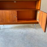 Showcase bookcase 70s solid wood and orange formica