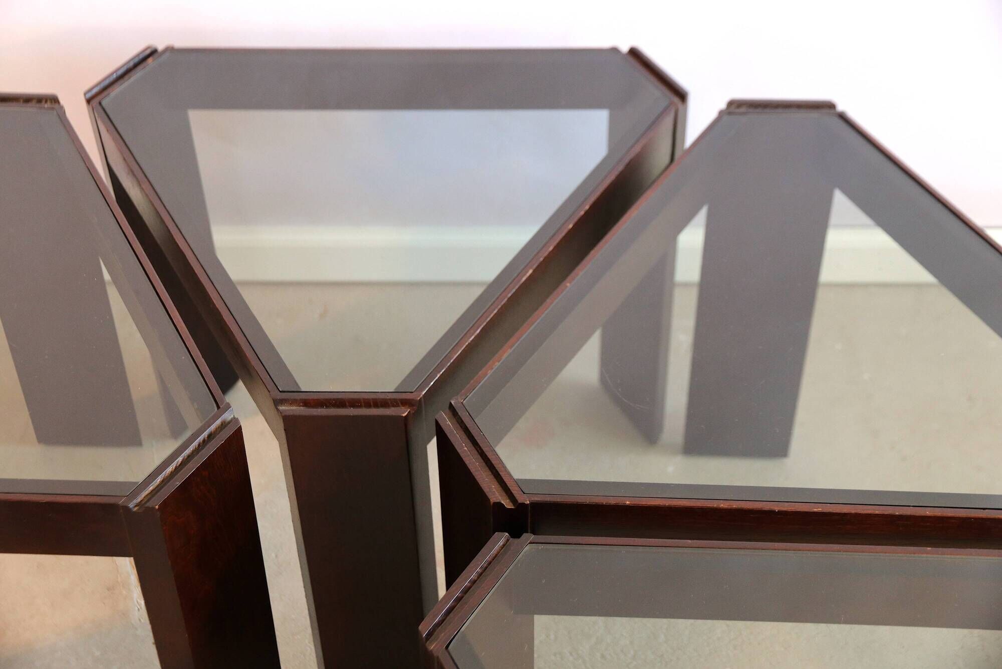 Lot of low tables Porada Arredi 6 modular pieces in wengé wood