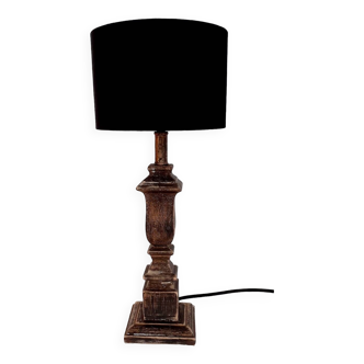 Pretty patinated wooden lamp