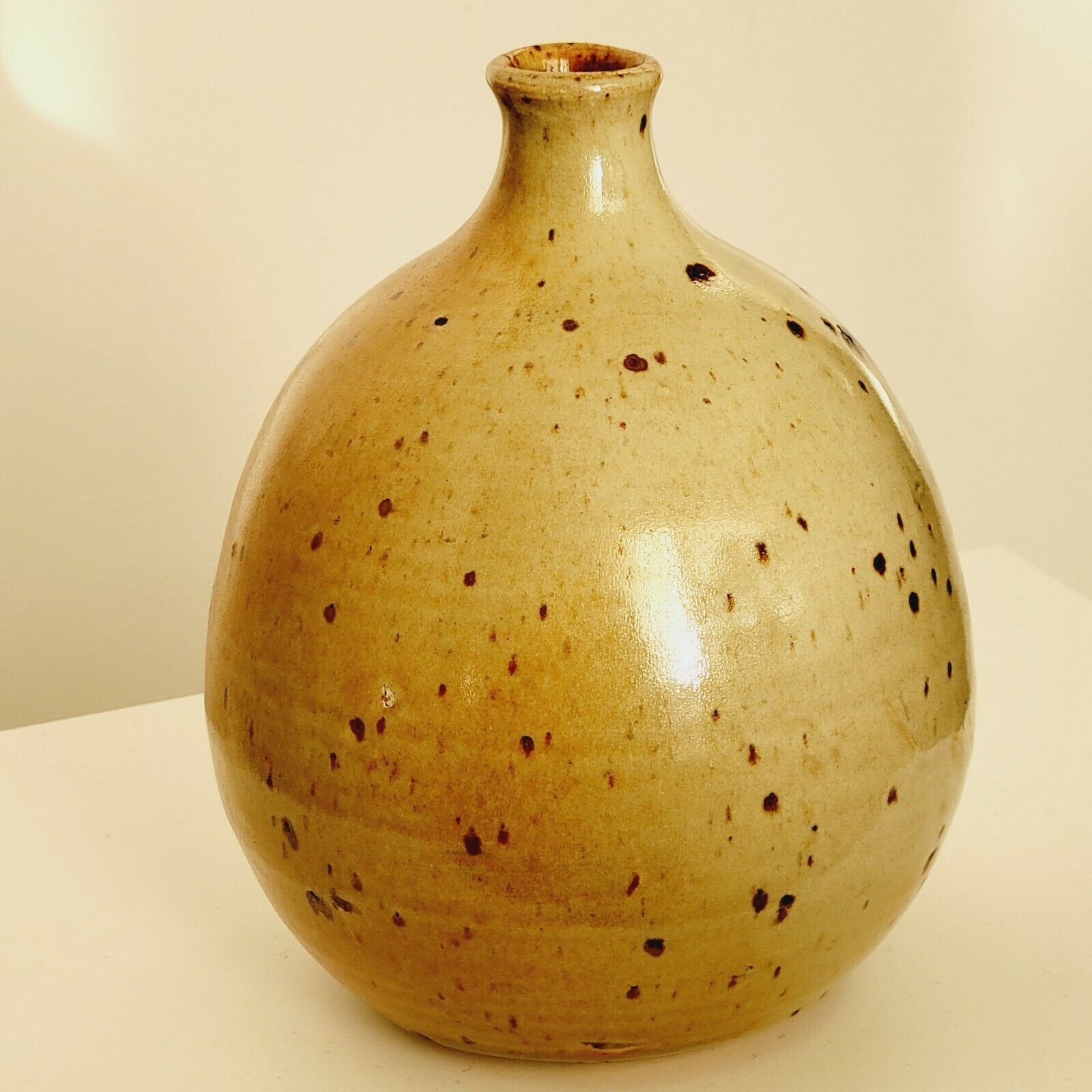 Vintage stoneware ceramic ball vase