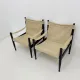 Set of mid-century Danish safari chairs by Erik Wørts for Niels Eilersen, 1960s