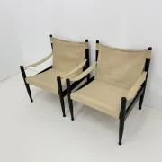 Set of mid-century Danish safari chairs by Erik Wørts for Niels Eilersen, 1960s