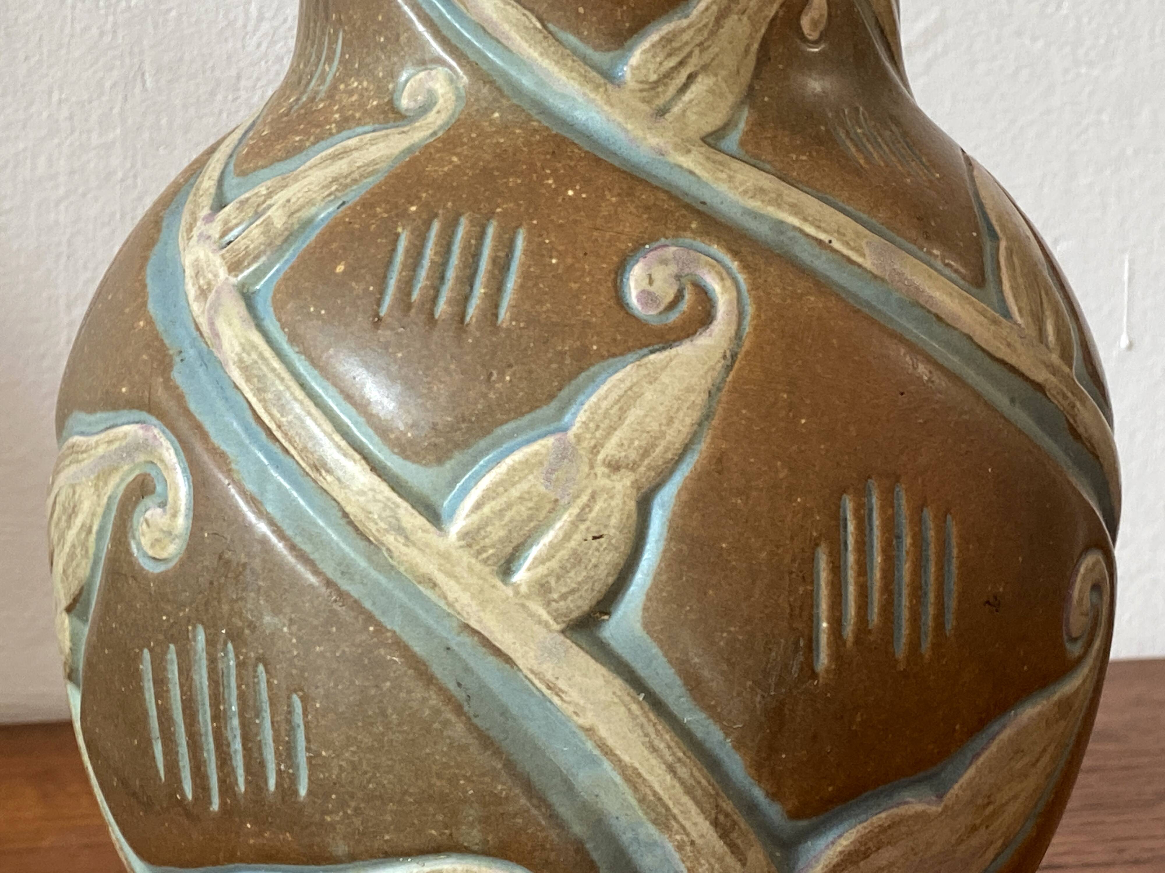 Imposing enamelled stoneware vase Mougin Nancy by Legrand - Art Deco