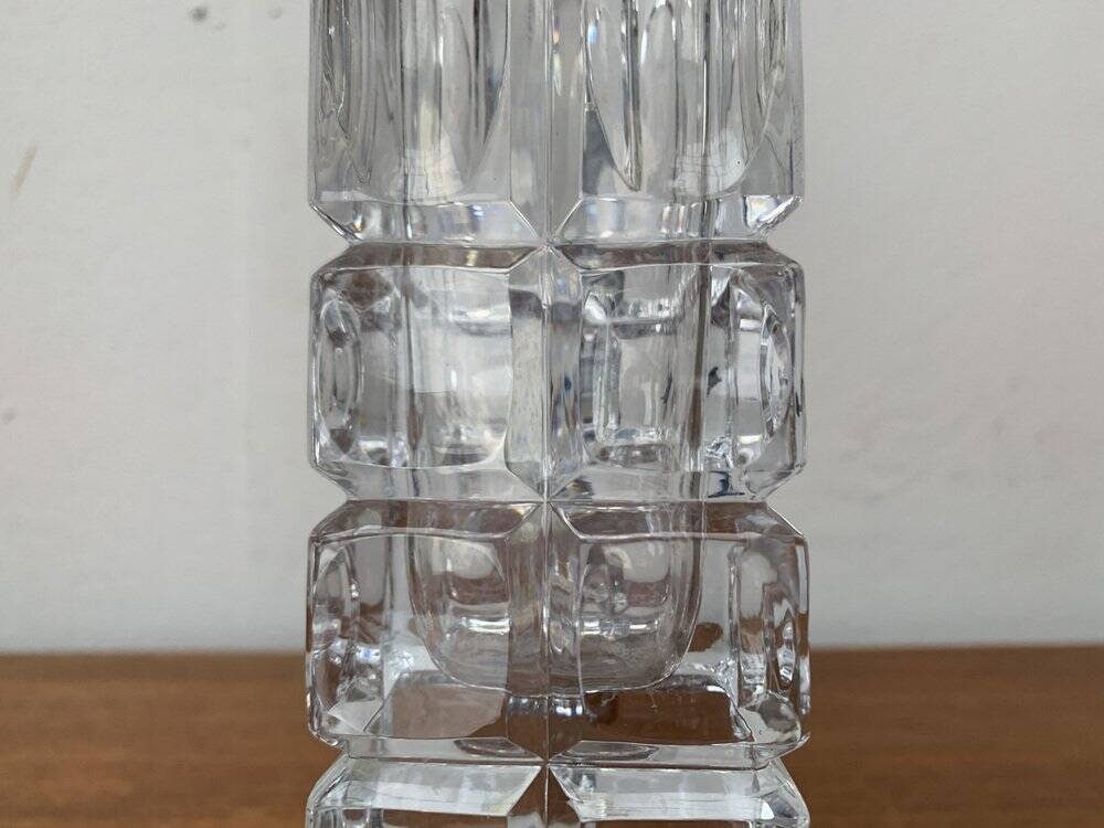 Vintage German Lead Crystal Block Vase, 1970s