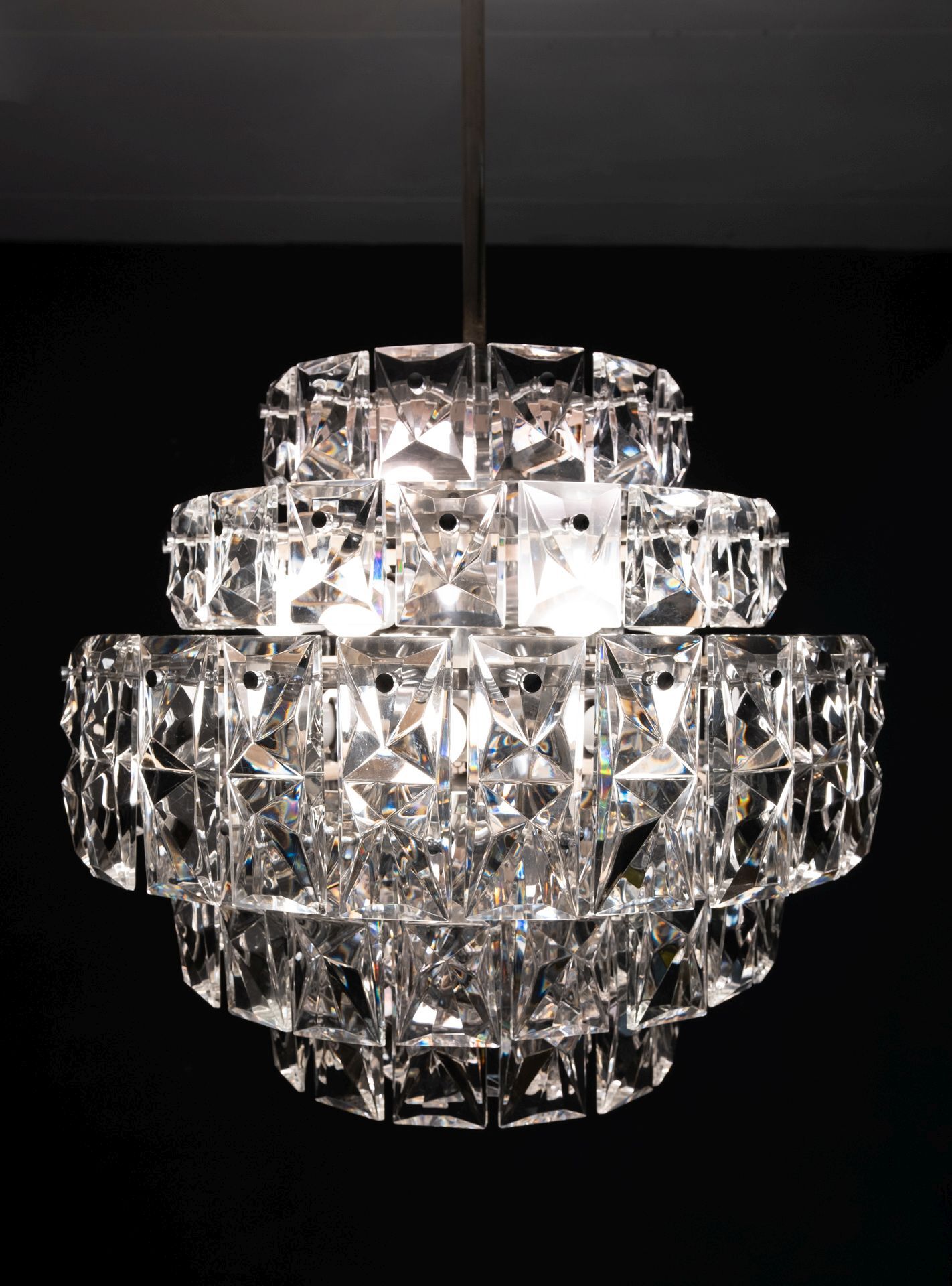 Kinkeldey 6 Tiered Chrystal Chandelier, 1970s
