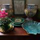 Large Hand-Painted Ceramic Double Handled Vases,  France, Set of 2