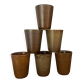 Ensemble de 6 verres gobelets en grès Digoin