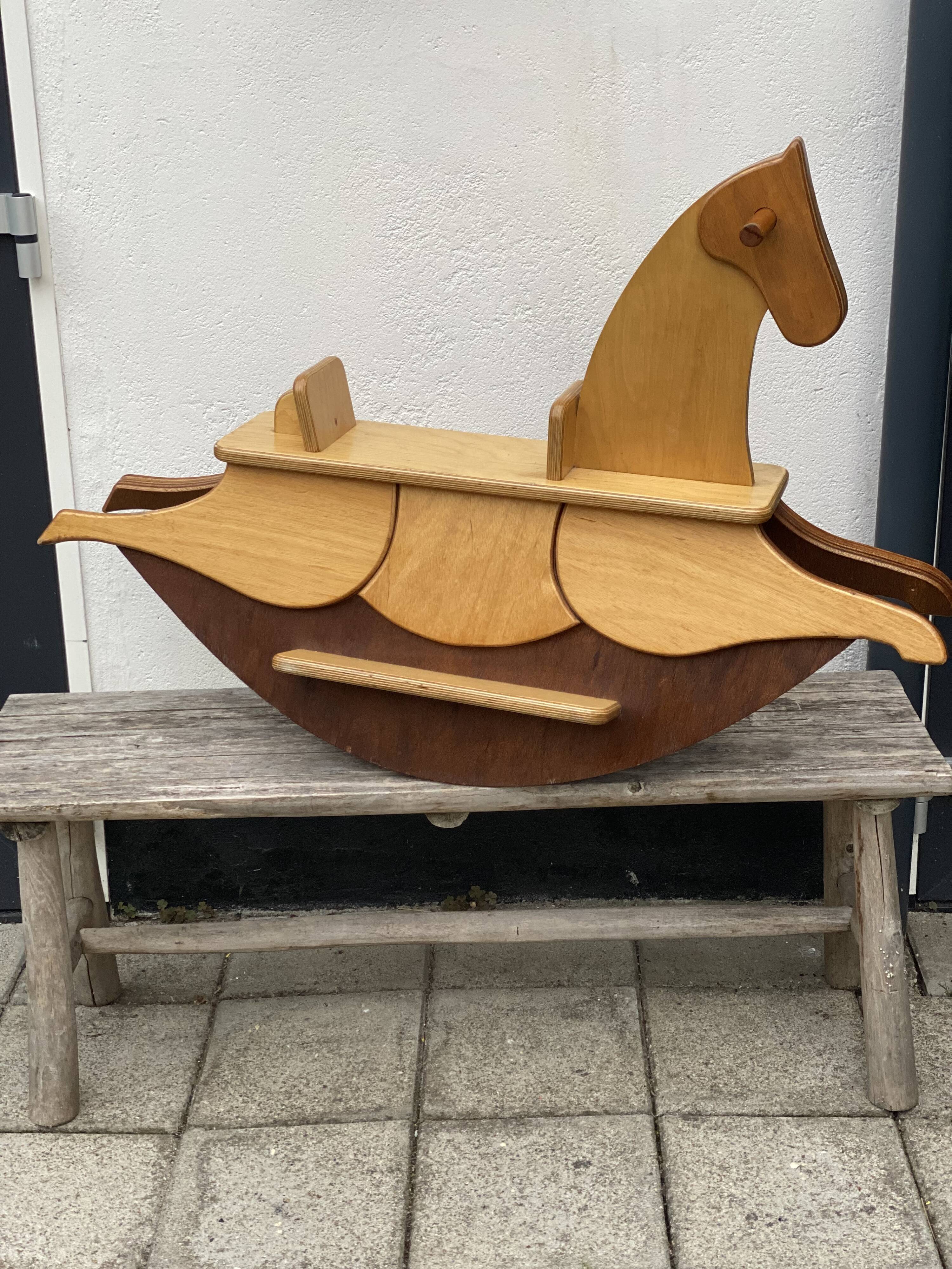 Mixed wood vintage rocking horse
