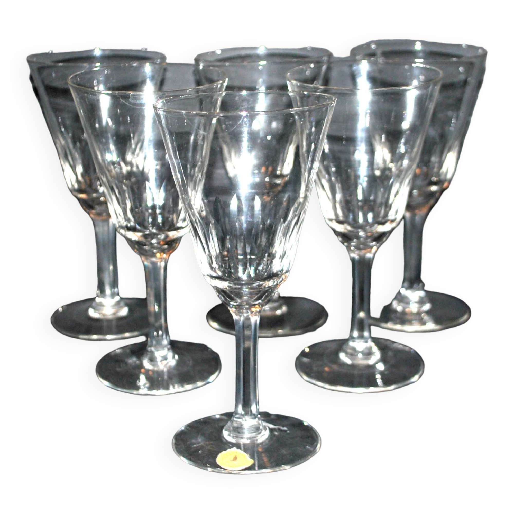 Meisenthal, series of 6 carved glasses
