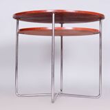 Restored Bauhaus Small Round Table, Chrome-Plated Steel, Czechia, 1930s