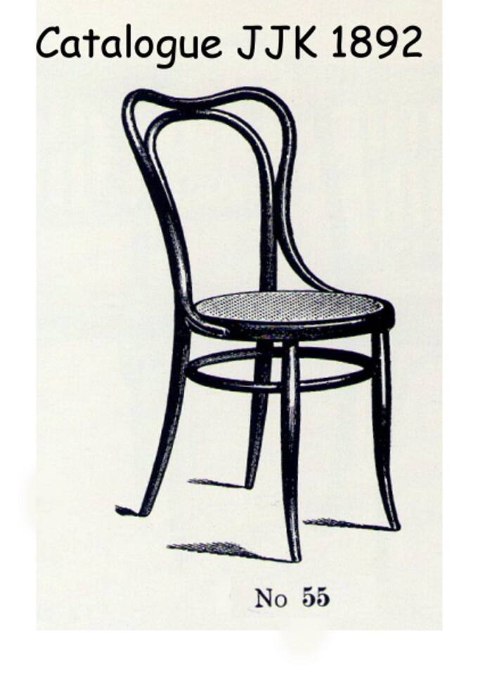 Deux chaises KOHN N°55 de Ca. 1900 cannées, teinte acajou américain.