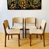 Set of 4 vintage chairs in teak and wool