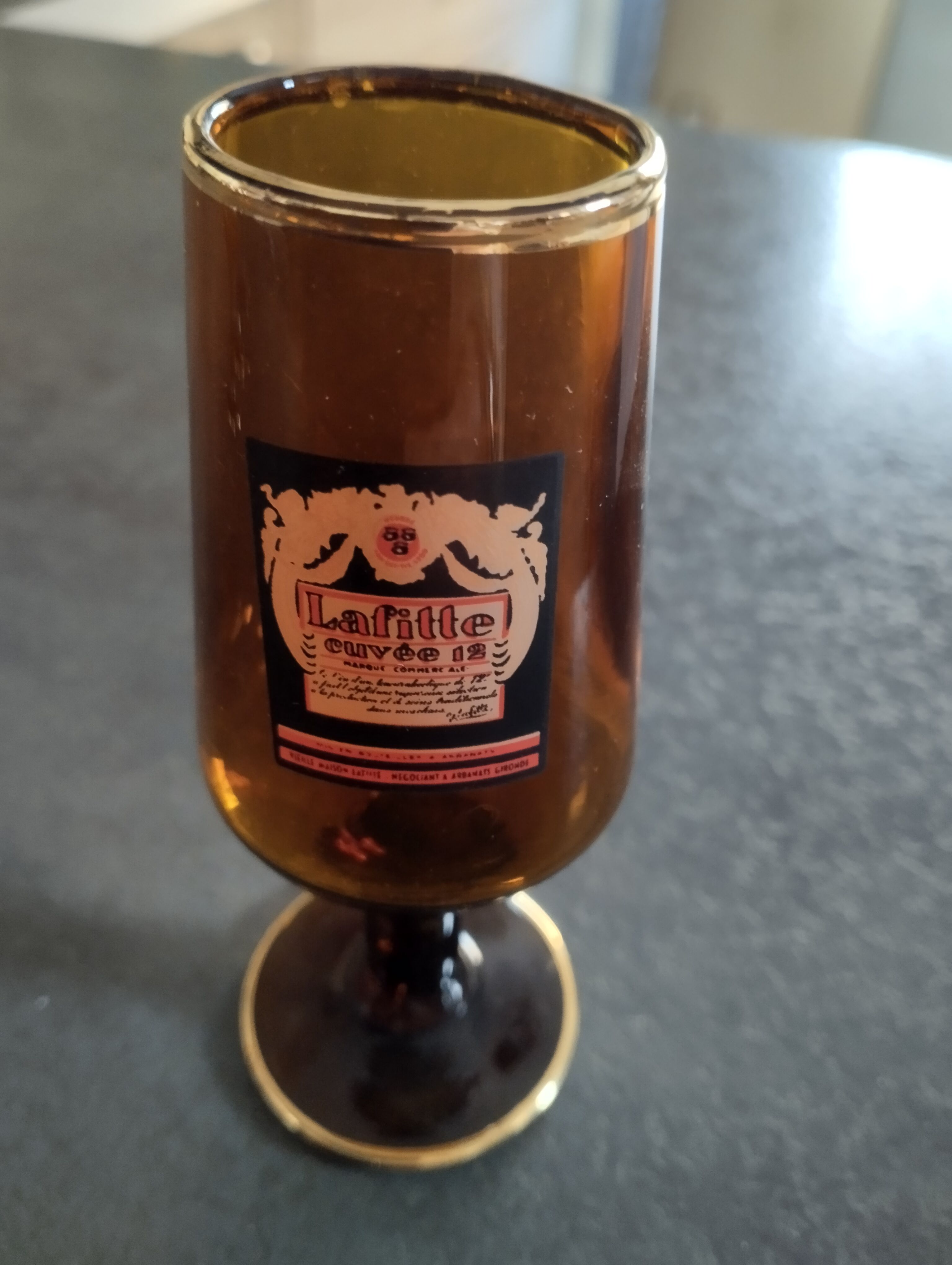 Set 4 amber advertising glasses 1970