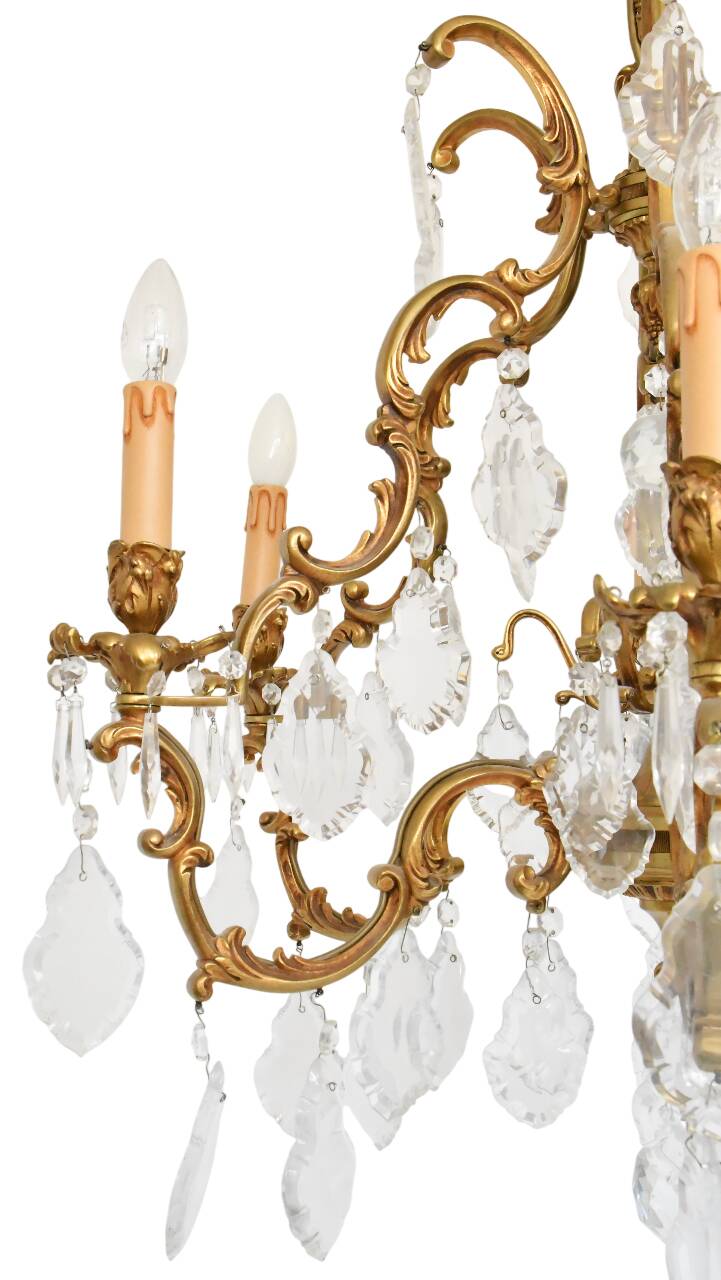 Louis XV style chandelier in gilded bronze with 6 light arms.