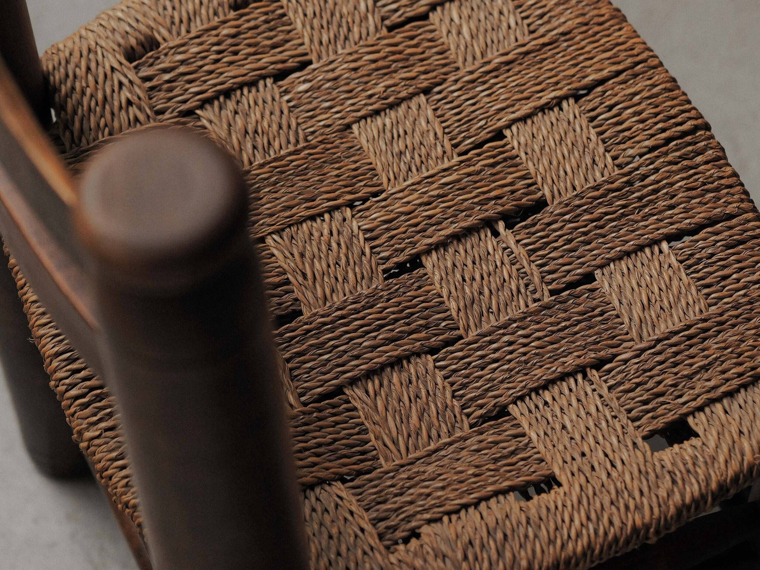 Set of 4 modernist chairs in beech and woven cord, France, circa 1940.