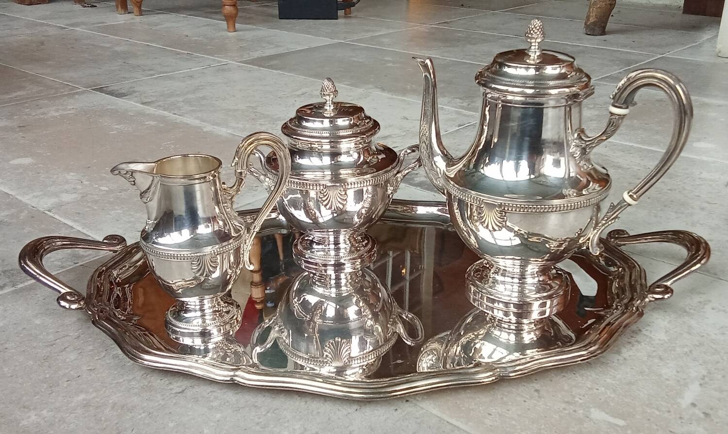 Old silver-plated coffee service